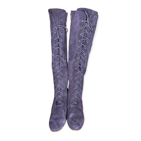 Sixtyseven Charcoal Lace-Up Heeled Boots - Picture 4 of 10